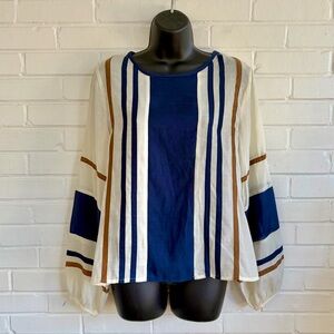 Anthropolgie If By Sea Striped Long Sleeve Blouse, SZ S LIKE NEW
